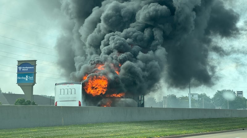 A coach bus caught fire Saturday morning in Oshkosh