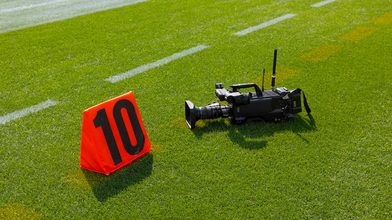 A television camera on Lambeau field before a preseason NFL football game Saturday, Aug. 24,...