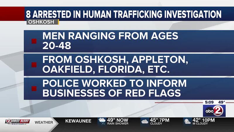 Eight men arrested in human trafficking investigation in Oshkosh