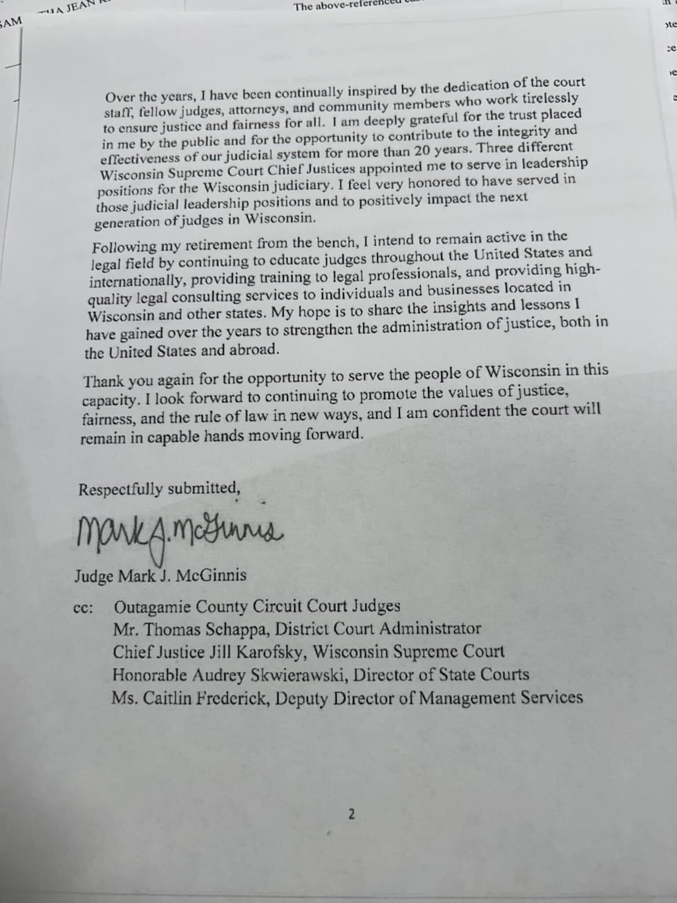 Outagamie County Judge Resigns