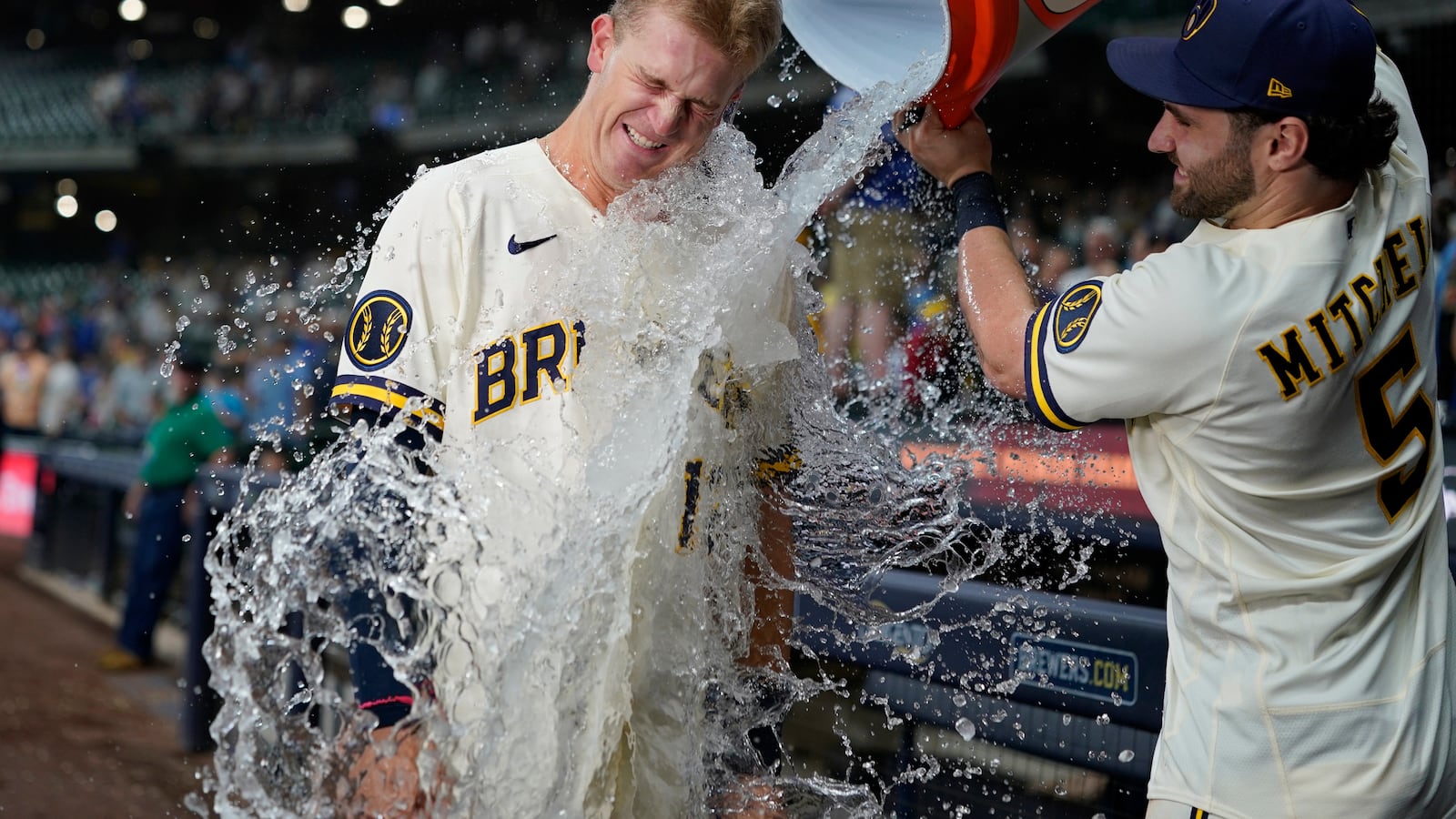 The Brewers celebrating a win