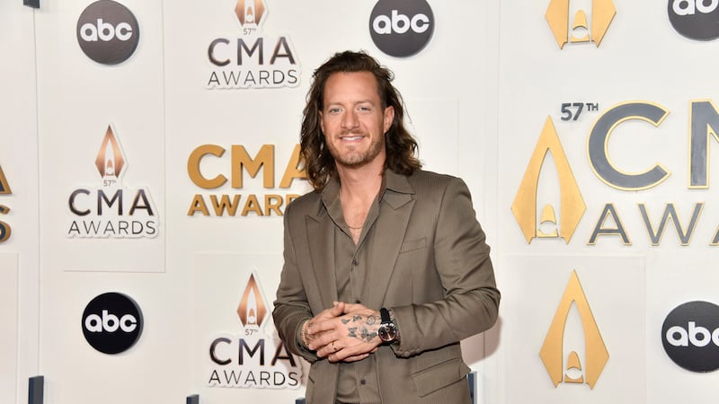 Tyler Hubbard arrives at the 57th Annual CMA Awards on Wednesday, Nov. 8, 2023, at the...