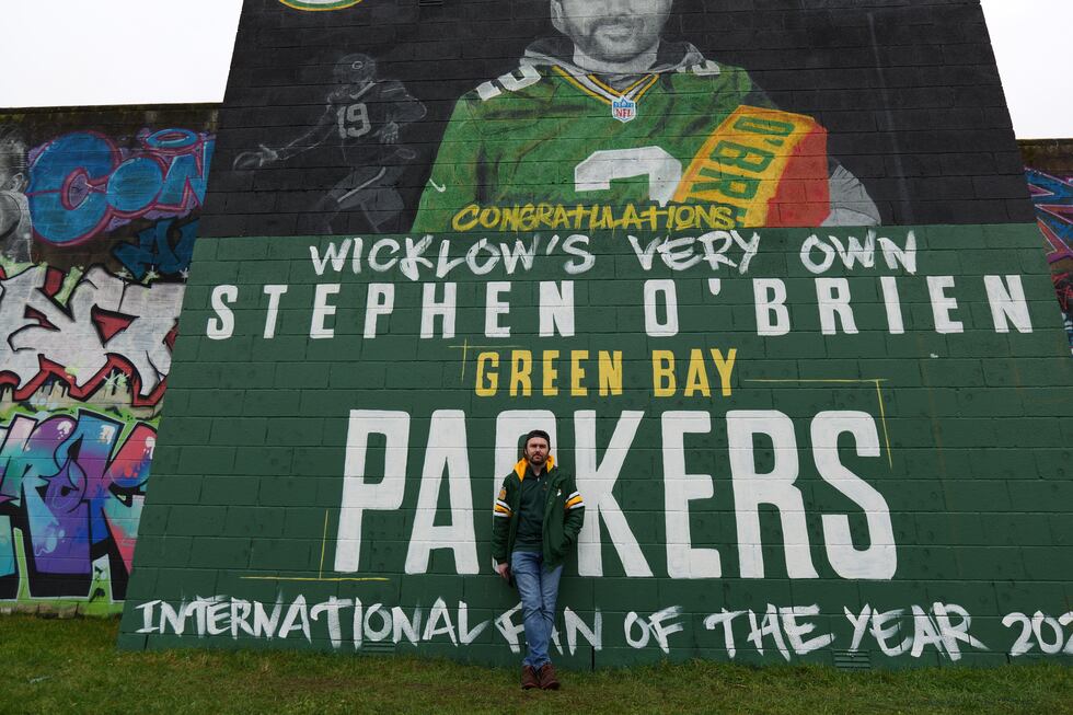 Mural of Stephen O'Brien, Packers fan from Ireland nominated for NFL International Fan of the...