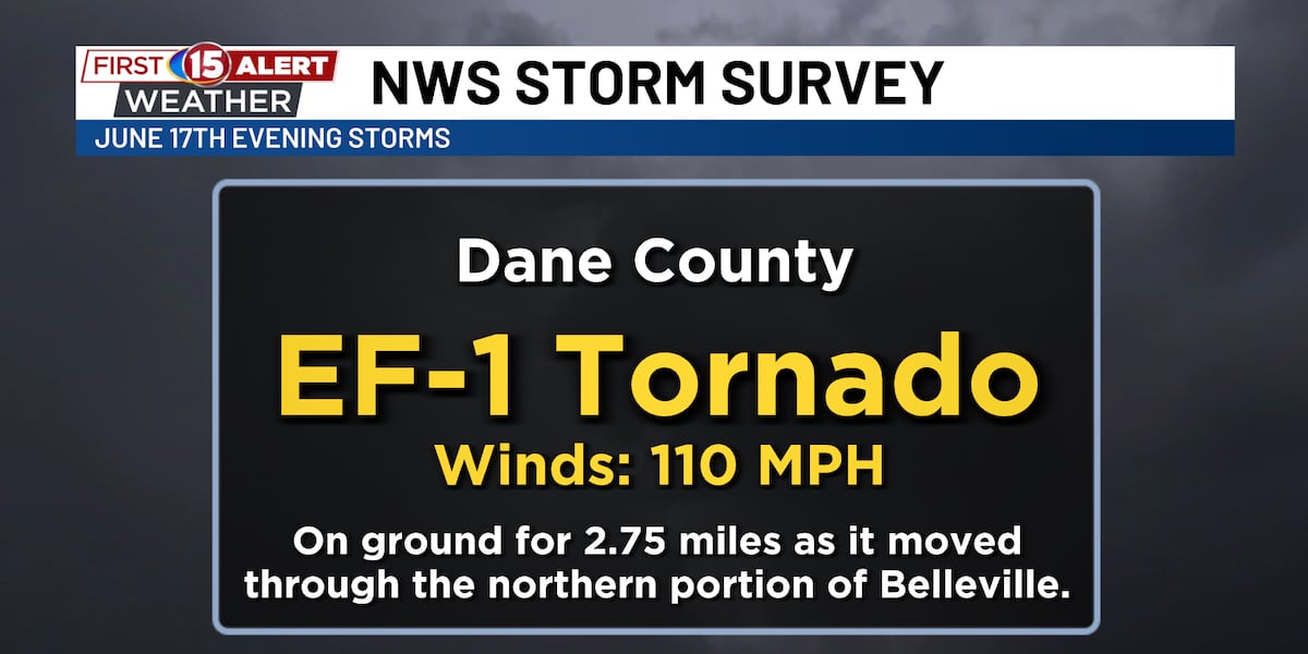EF-1 Tornado Confirmed in Belleville, Wisconsin