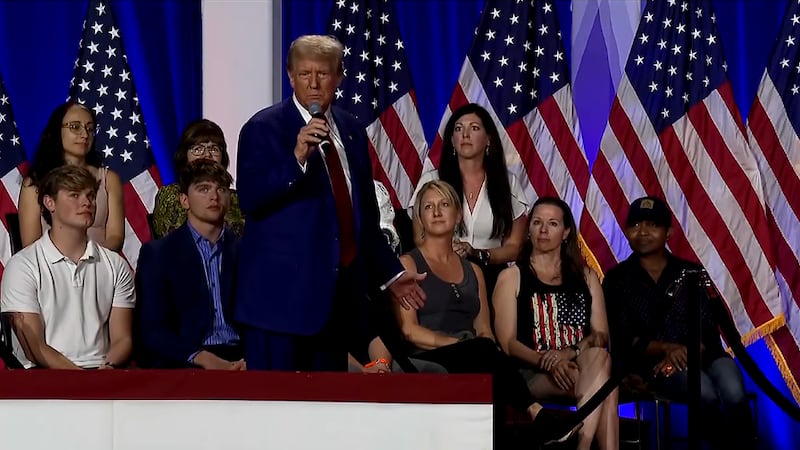 (FILE) Trump speaks at town hall event in La Crosse