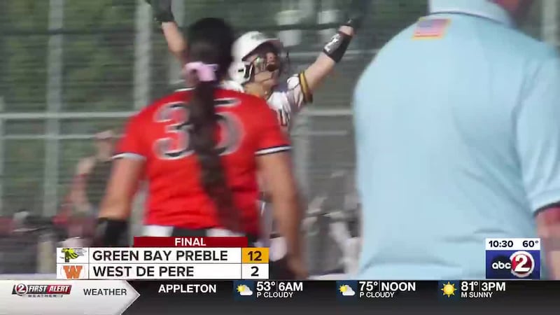 Preble softball celebrates its WIAA Sectional semifinal win