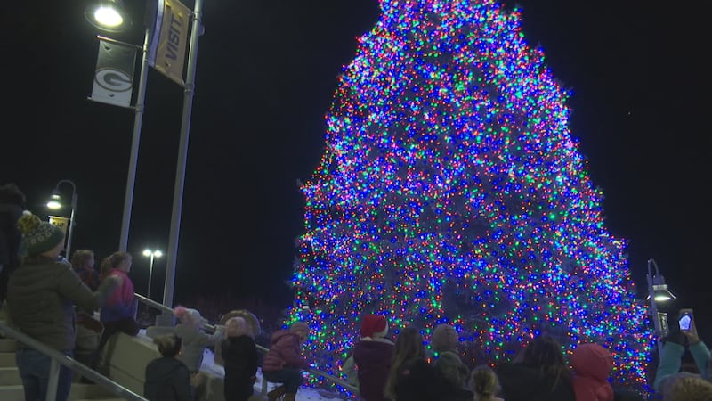 The 50-foot spruce tree donated by life-long Packers fan Wayne Berkovitz from his home in the...