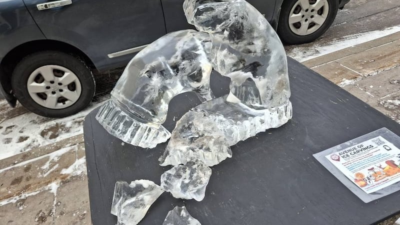 Ice sculpture created by Center for Suicide Awareness vandalized