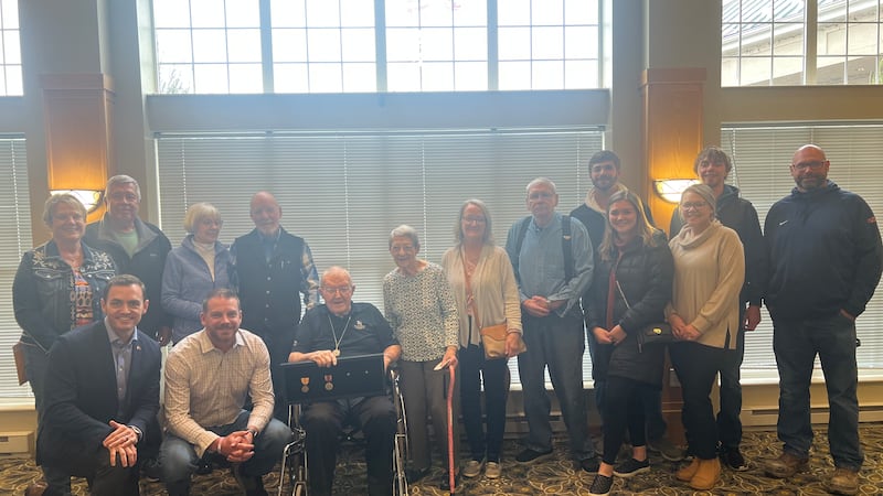 Representative Mike Gallagher this week presented Green Bay native Joe Mertens with medals he...