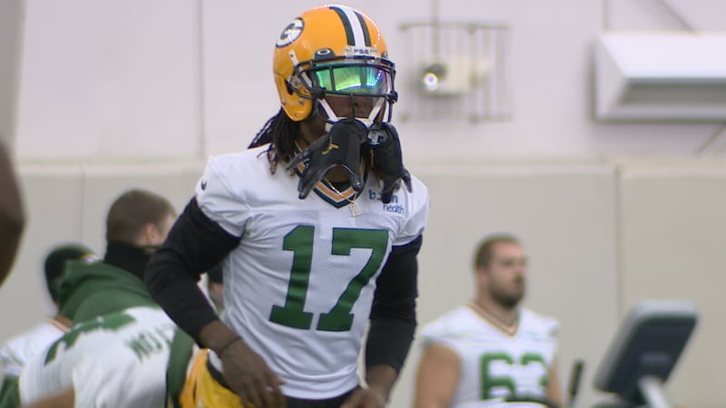 Packers receiver Davante Adams practices inside the Don Hutson Center on Saturday.