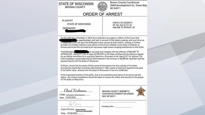 Fake Order of Arrest used in a scam in Brown County