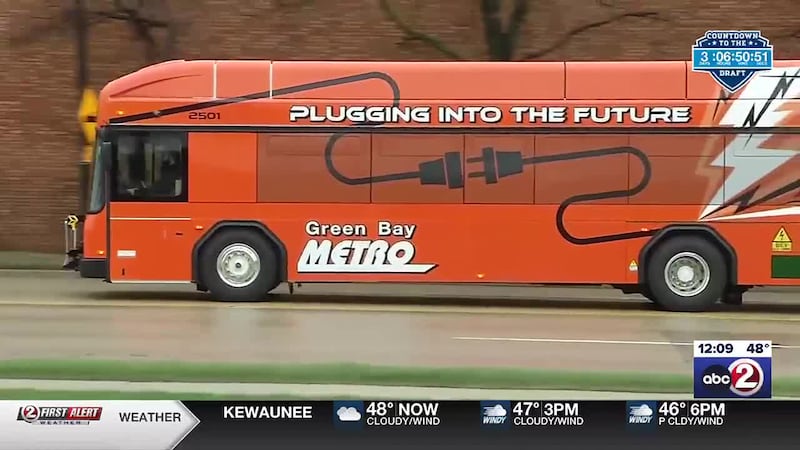 FILE: Green Bay Metro Transit debuts an all-electric city bus, which will debut on a route...