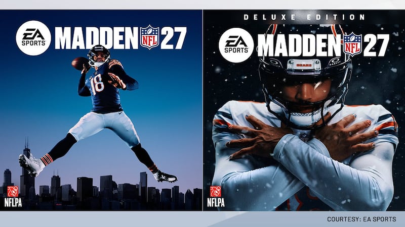 Chicago Bears quarterback Caleb Williams graces the covers of EA Sports Madden NFL 27 standard...