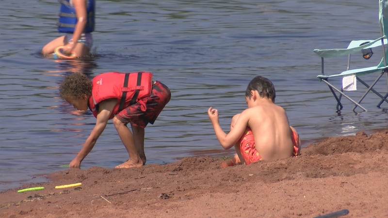 Kids play at the beach